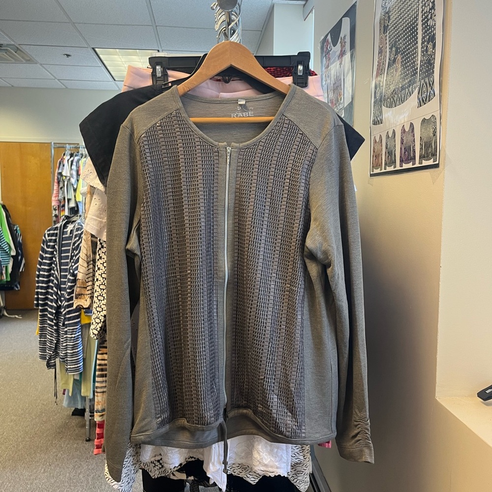 Rabe Earthy Green Textured Women's Zipup